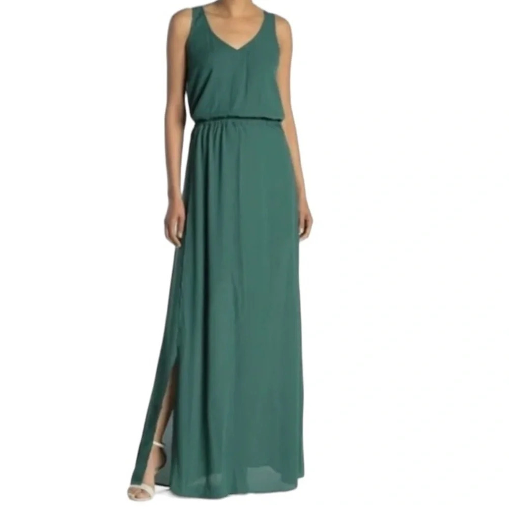 Show Me Your Mumu Green Kendall Sleeveless Side Slit V-Neck Maxi Dress Size XS